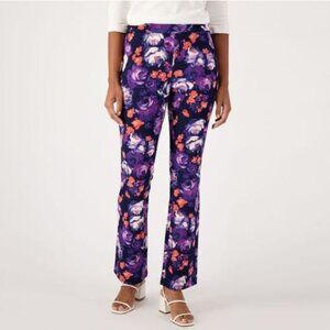 Isaac Mizrahi Live! Tall Printed Pebble Knit Baby Bell Pant Dark Navy, Tall M